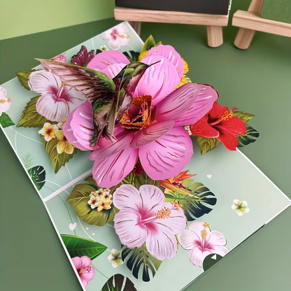 3D Pop-Up Greeting Card  Floral Design with Hummingbird Any Occasion6