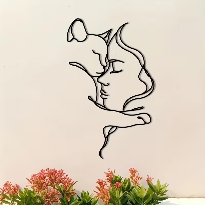 NEW Classic Cat and Woman Silhouette Metal Wall Art3