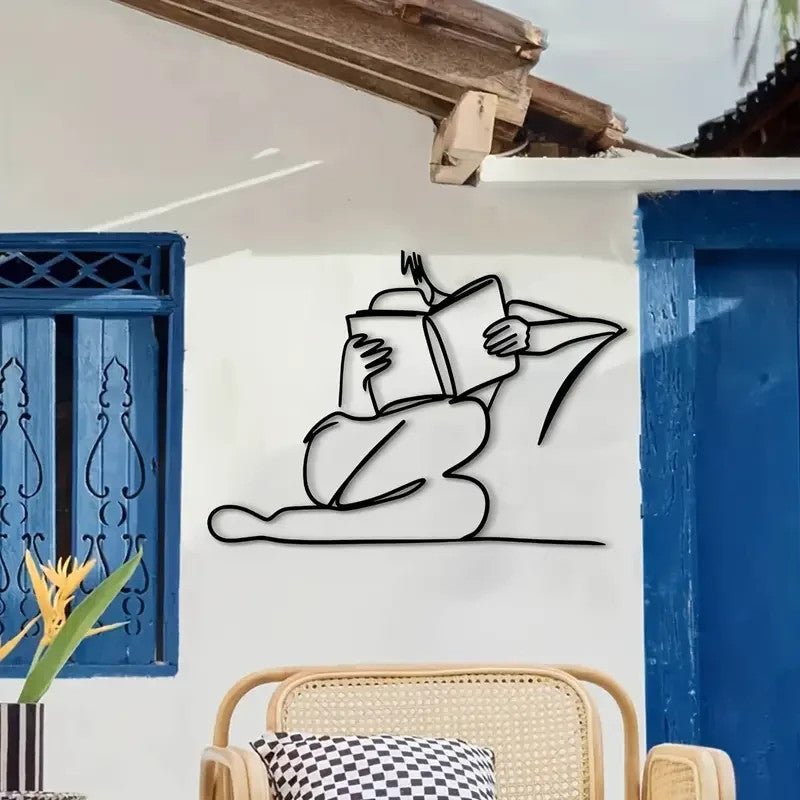 Art Deco Metal Wall Sculpture, Reading Silhouette Wall Art - FranksFunkyStuff