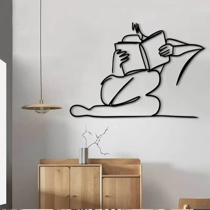 Art Deco Metal Wall Sculpture, Reading Silhouette Wall Art - FranksFunkyStuff