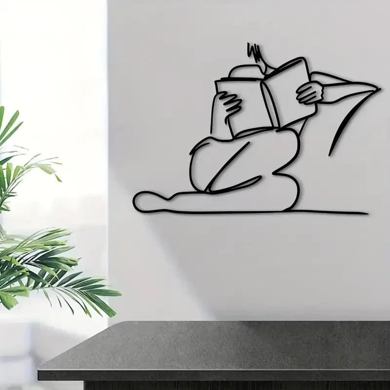 Art Deco Metal Wall Sculpture, Reading Silhouette Wall Art - FranksFunkyStuff