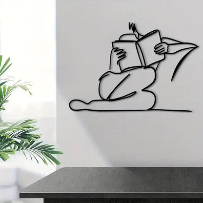 Art Deco Metal Wall Sculpture, Reading Silhouette Wall Art - FranksFunkyStuff