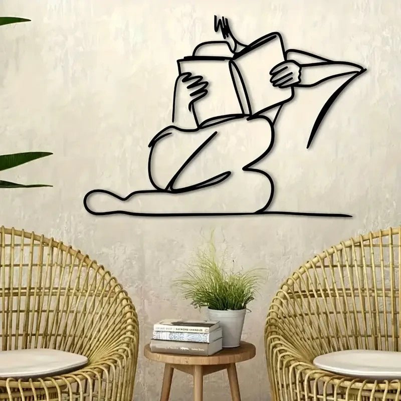 Art Deco Metal Wall Sculpture, Reading Silhouette Wall Art - FranksFunkyStuff