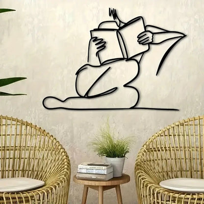Art Deco Metal Wall Sculpture, Reading Silhouette Wall Art - FranksFunkyStuff