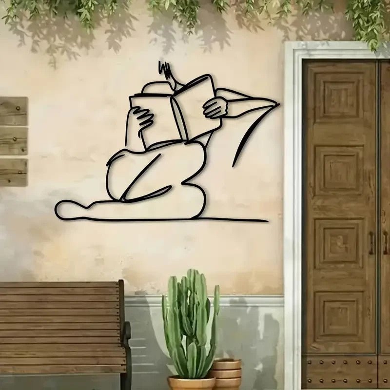 Art Deco Metal Wall Sculpture, Reading Silhouette Wall Art - FranksFunkyStuff