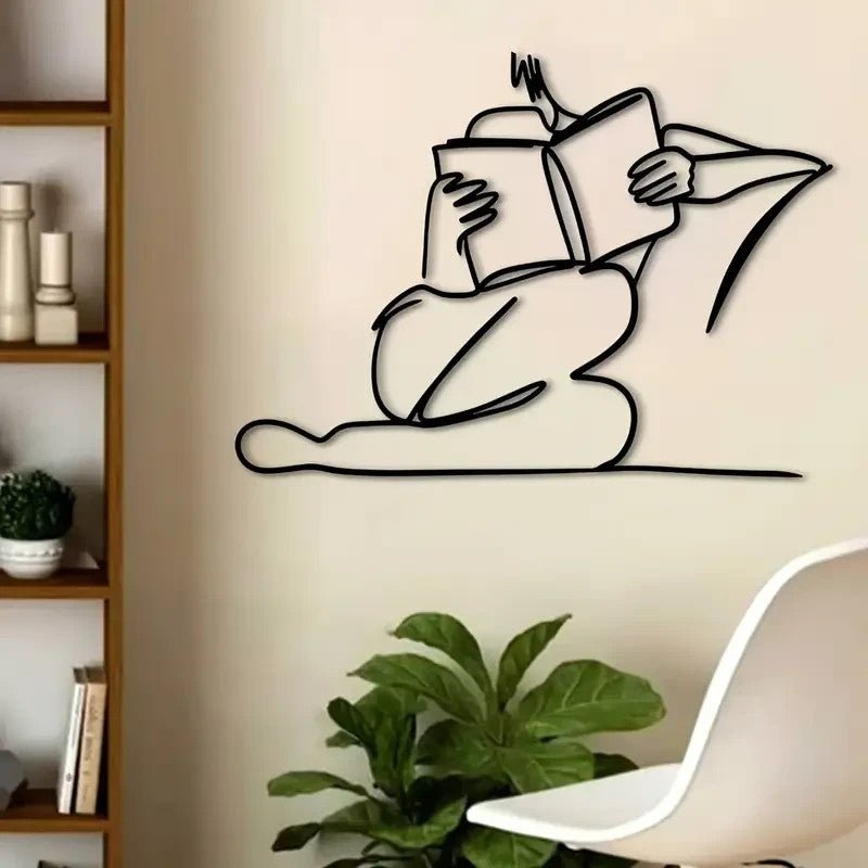 Art Deco Metal Wall Sculpture, Reading Silhouette Wall Art - FranksFunkyStuff