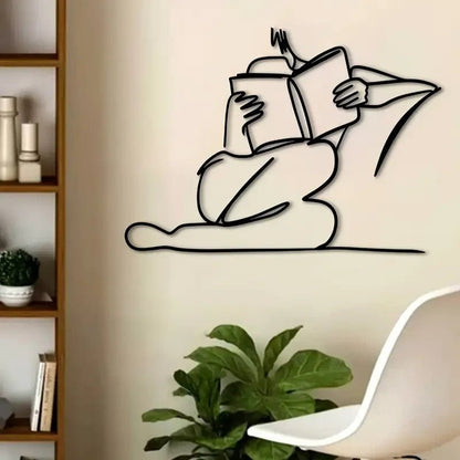 Art Deco Metal Wall Sculpture, Reading Silhouette Wall Art - FranksFunkyStuff