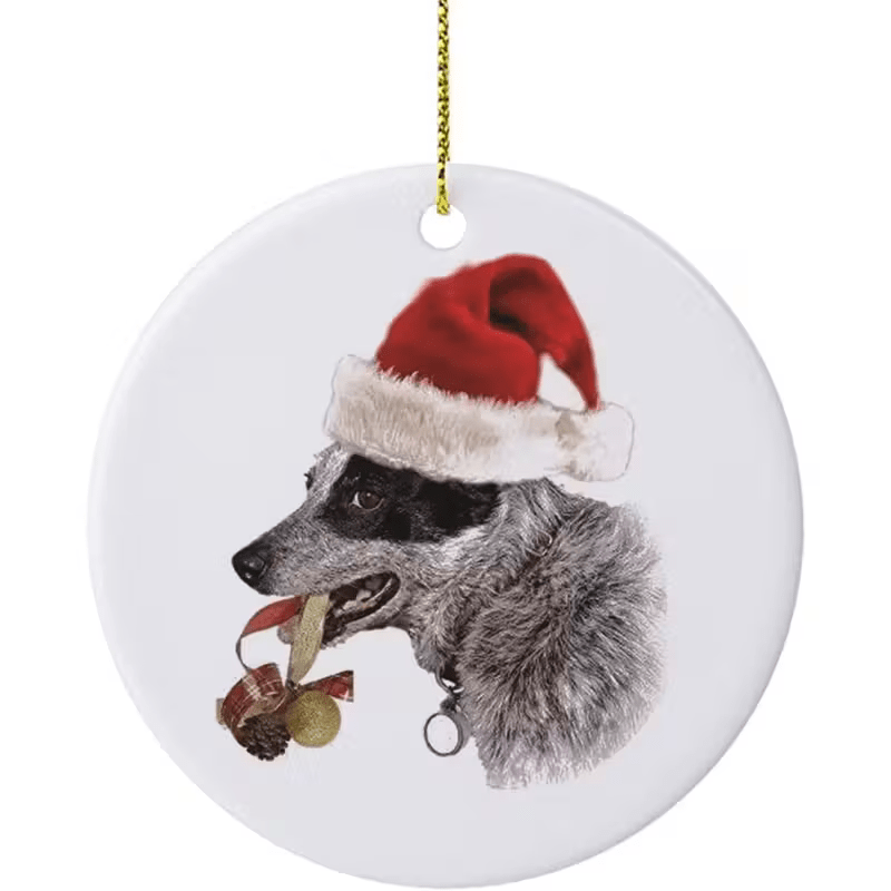 Australian Cattle Dog Christmas Ornament - 3 Inch Round Ceramic Blue Heeler Dog - FranksFunkyStuff