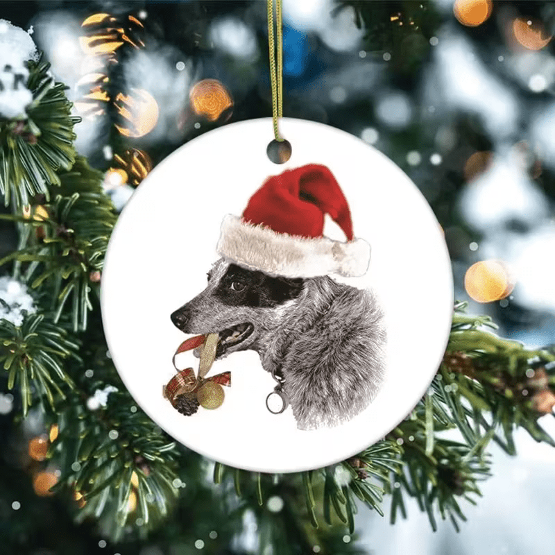 Australian Cattle Dog Christmas Ornament - 3 Inch Round Ceramic Blue Heeler Dog - FranksFunkyStuff