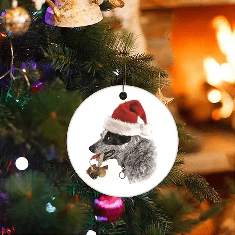 Australian Cattle Dog Christmas Ornament - 3 Inch Round Ceramic Blue Heeler Dog - FranksFunkyStuff