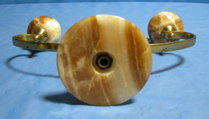 Candelabra Three Candle Marble and Brass - FranksFunkyStuff