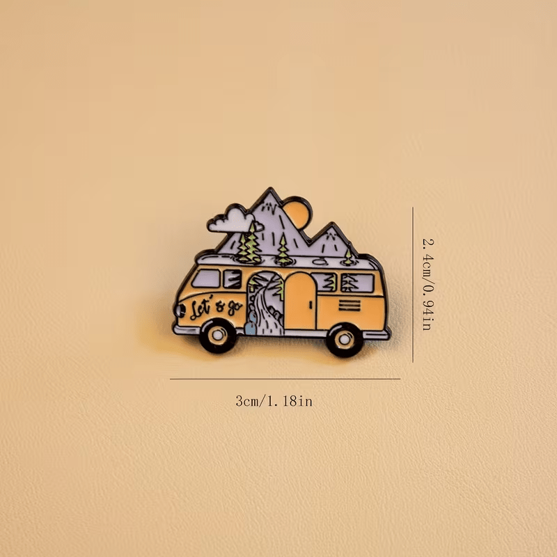 Cartoon Bus Enamel Pin, Casual Style Zinc Alloy Brooch for Apparel And Bags - FranksFunkyStuff