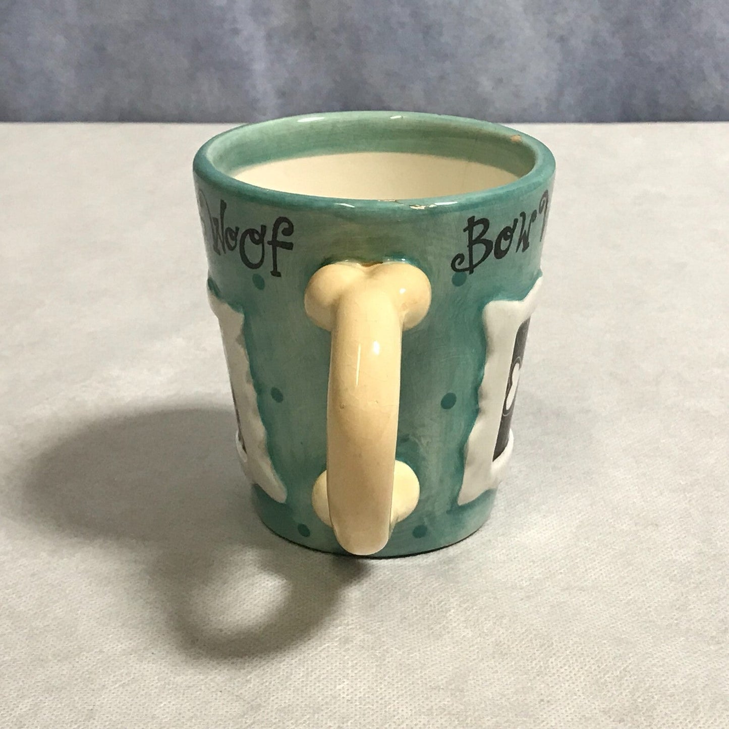 Ceramic Coffee Cup Bow Wow Woof Arf Arf Dog Bones - FranksFunkyStuff