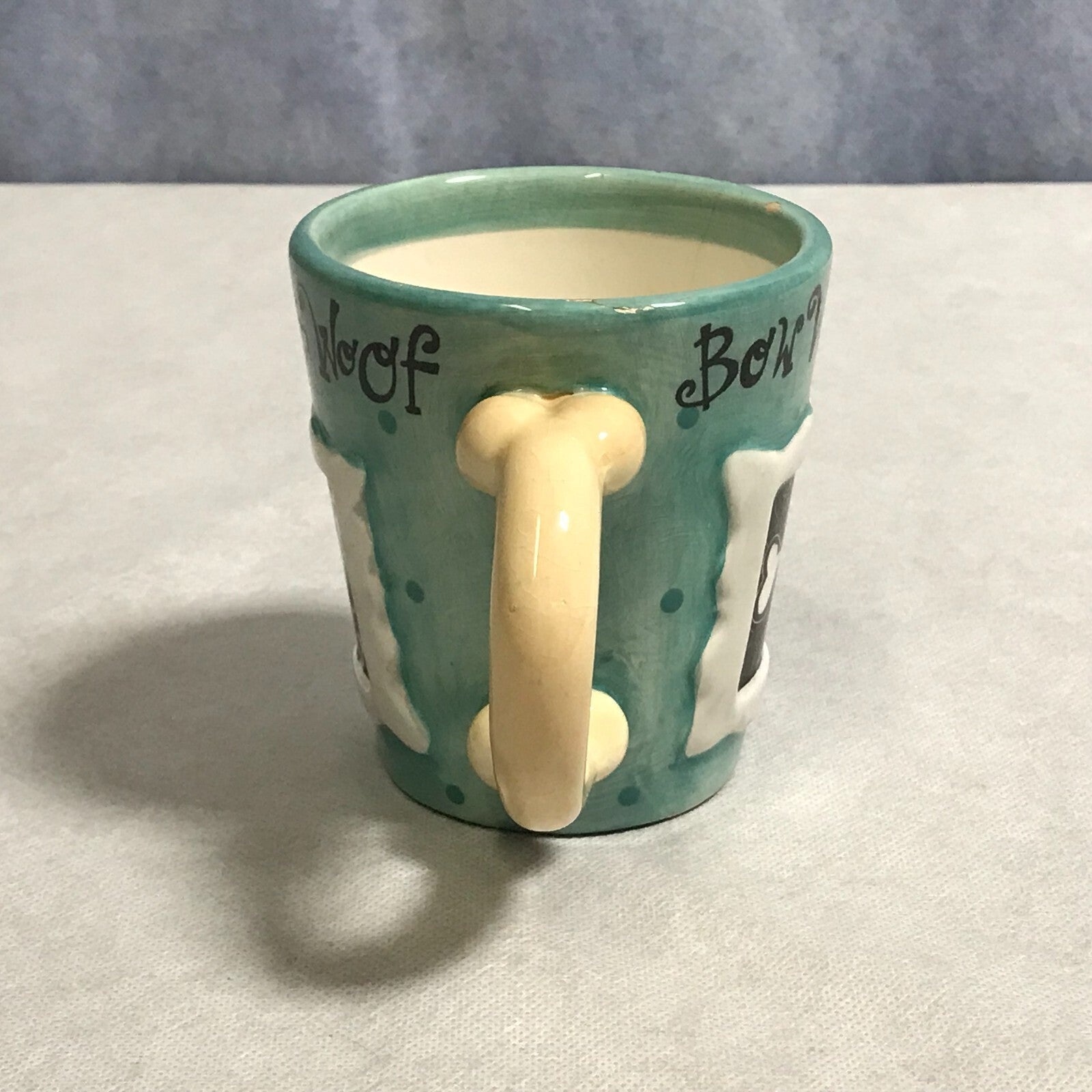 Ceramic Coffee Cup Bow Wow Woof Arf Arf Dog Bones - FranksFunkyStuff