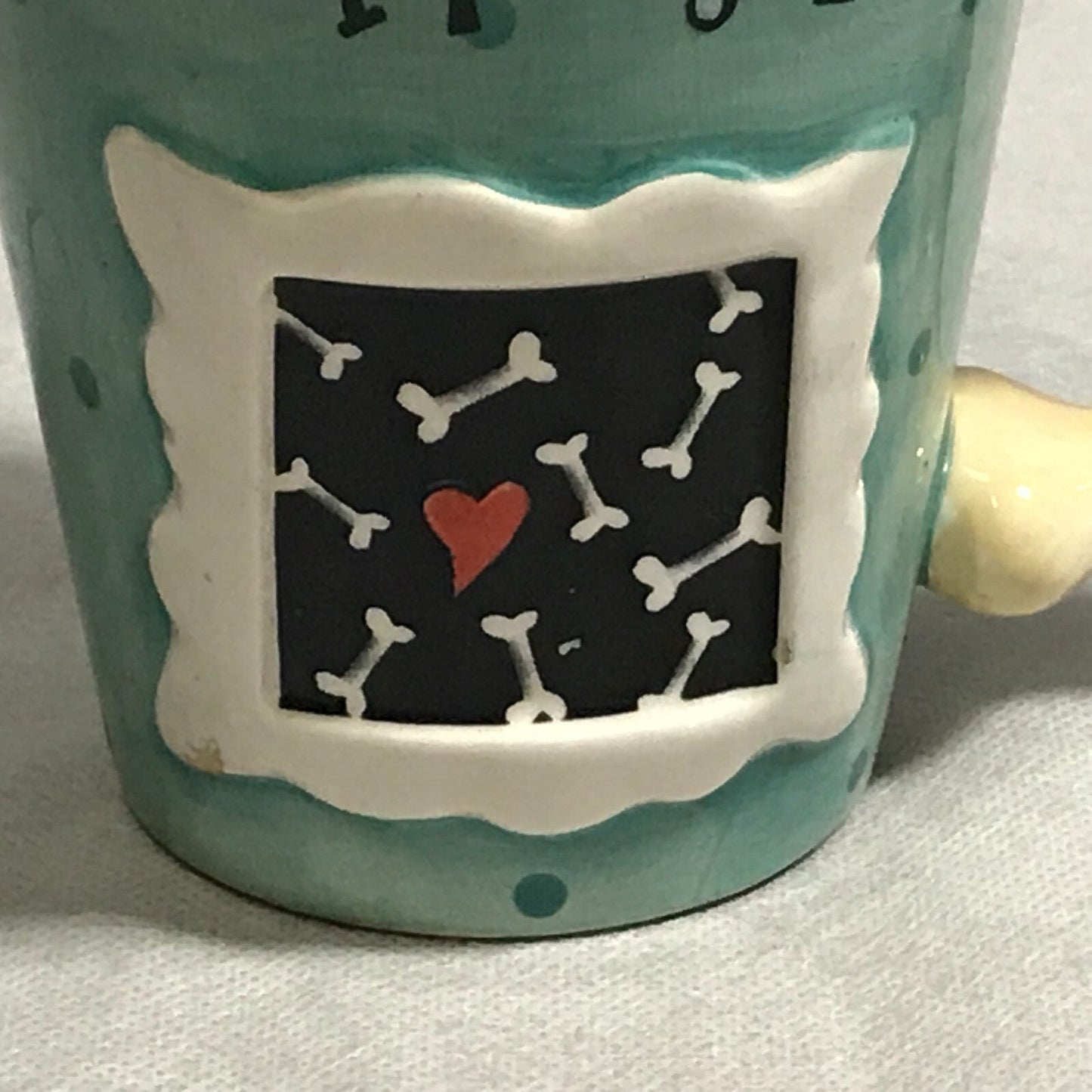 Ceramic Coffee Cup Bow Wow Woof Arf Arf Dog Bones - FranksFunkyStuff