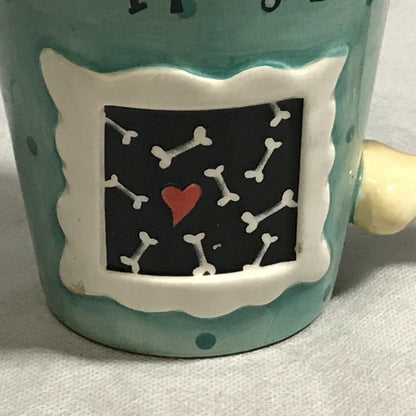 Ceramic Coffee Cup Bow Wow Woof Arf Arf Dog Bones - FranksFunkyStuff