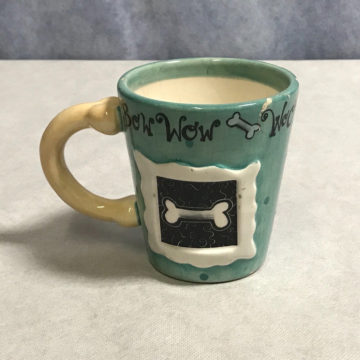 Ceramic Coffee Cup Bow Wow Woof Arf Arf Dog Bones - FranksFunkyStuff