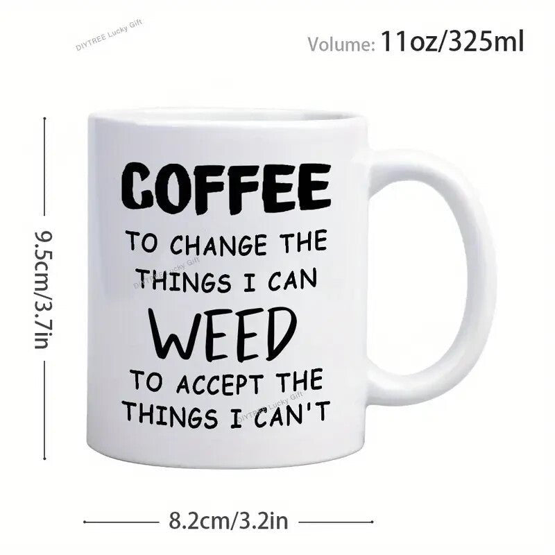 Ceramic coffee Cup, " Coffee and Weed " - FranksFunkyStuff