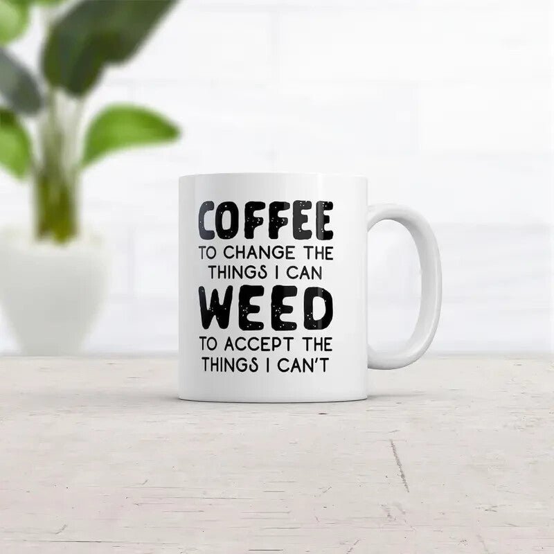 Ceramic coffee Cup, " Coffee and Weed " - FranksFunkyStuff