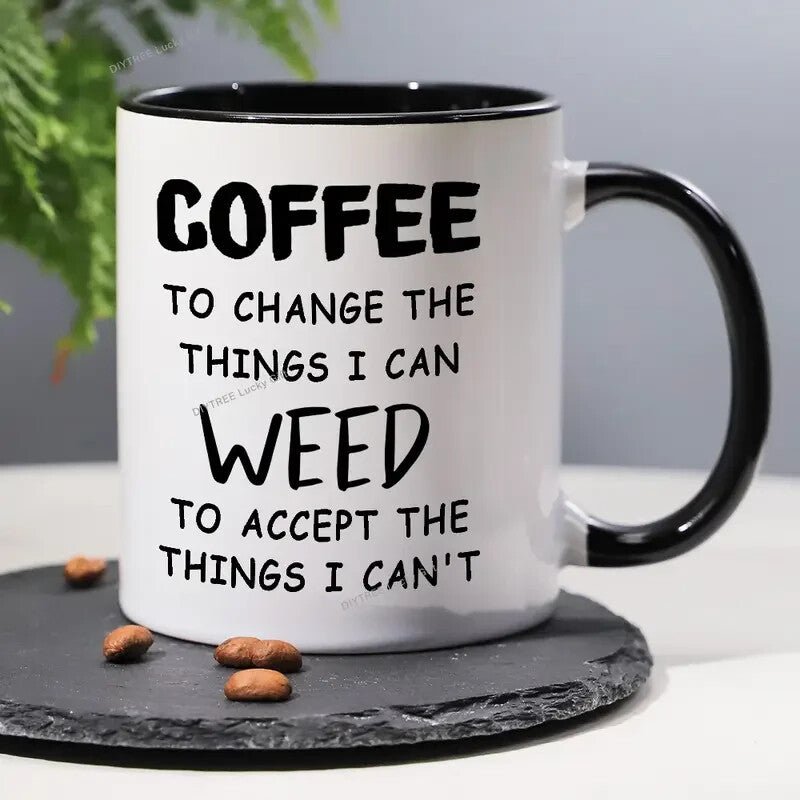 Ceramic coffee Cup, " Coffee and Weed " - FranksFunkyStuff