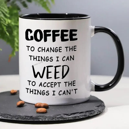 Ceramic coffee Cup, " Coffee and Weed " - FranksFunkyStuff