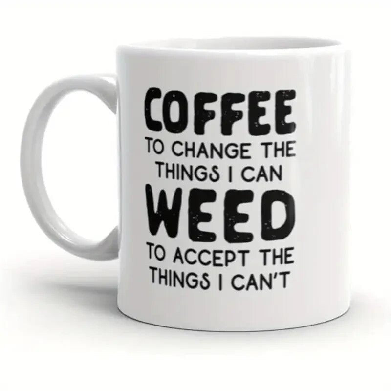 Ceramic coffee Cup, " Coffee and Weed " - FranksFunkyStuff