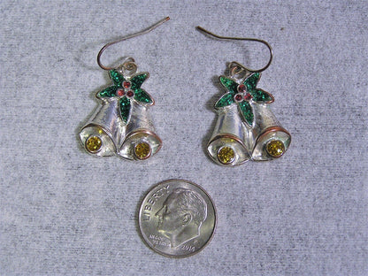Christmas bells Earrings with multi colored stones - FranksFunkyStuff