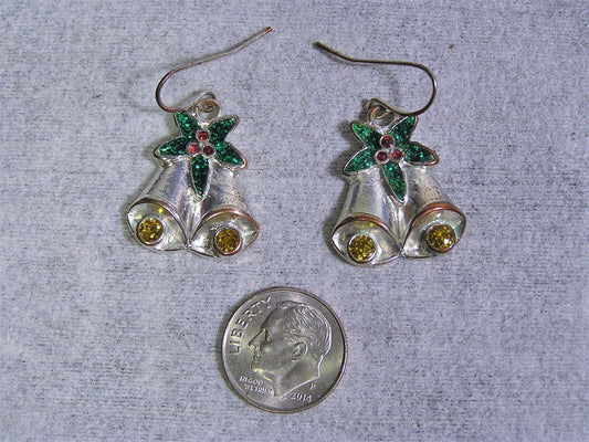 Christmas bells Earrings with multi colored stones - FranksFunkyStuff