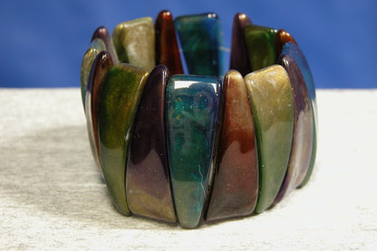 Dangling Faux Abalone Shell Pieces 1970's Multi - color bracelet - FranksFunkyStuff