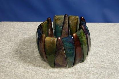 Dangling Faux Abalone Shell Pieces 1970's Multi - color bracelet - FranksFunkyStuff