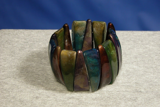 Dangling Faux Abalone Shell Pieces 1970's Multi - color bracelet - FranksFunkyStuff