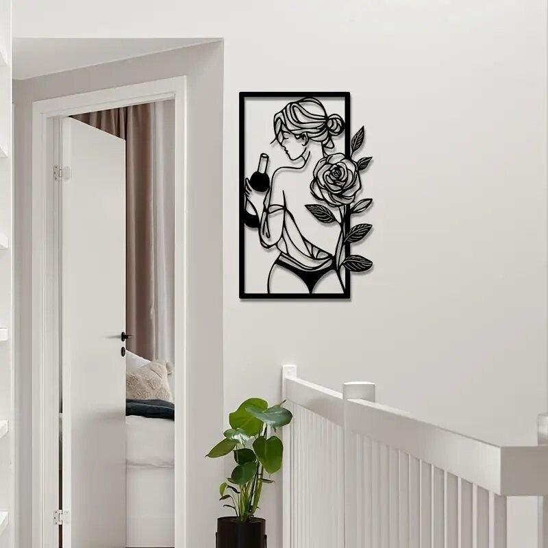 Female Silhouette Wine and Roses - FranksFunkyStuff