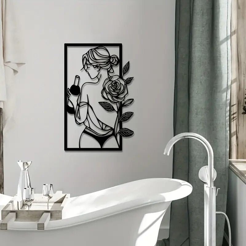 Female Silhouette Wine and Roses - FranksFunkyStuff