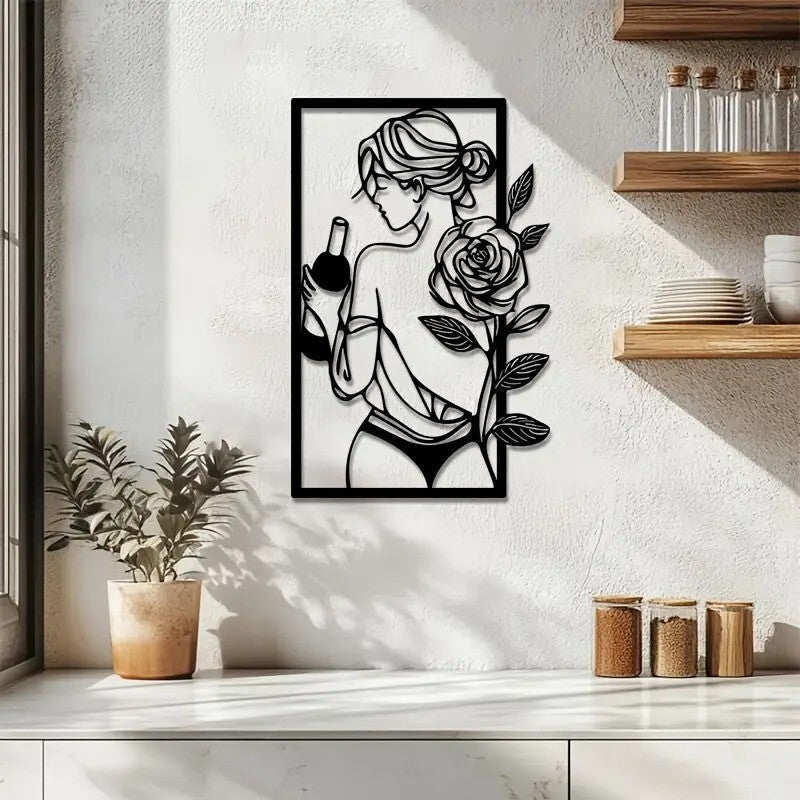 Female Silhouette Wine and Roses - FranksFunkyStuff