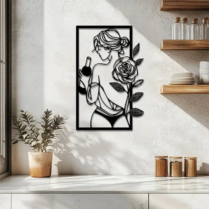 Female Silhouette Wine and Roses - FranksFunkyStuff