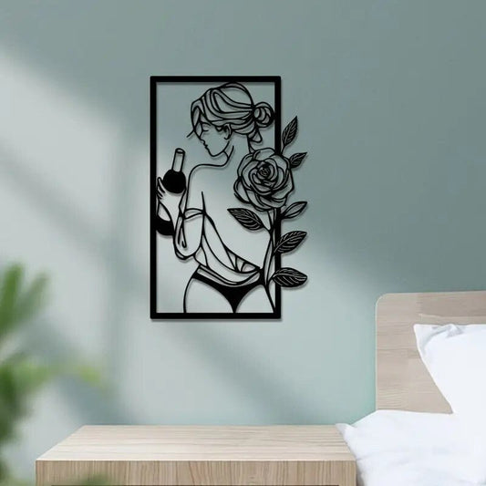 Female Silhouette Wine and Roses - FranksFunkyStuff