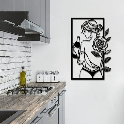 Female Silhouette Wine and Roses - FranksFunkyStuff