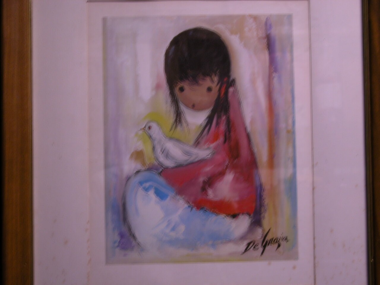 Framed1950' print of Ted DeGrazia's 1949 - 1979 oil painting of " THE WHITE DOVE " - FranksFunkyStuff