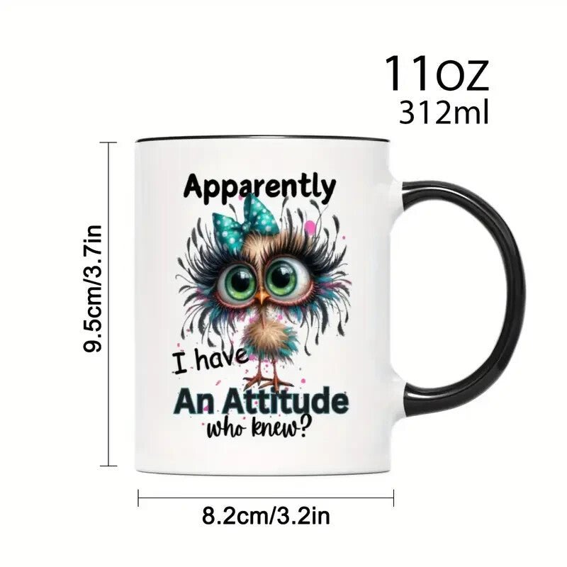 Funny Bird Coffee Mug, 11oz Ceramic, "Apparently I Have an Attitude Who Knew" - FranksFunkyStuff