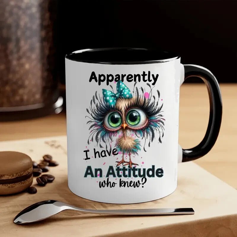 Funny Bird Coffee Mug, 11oz Ceramic, "Apparently I Have an Attitude Who Knew" - FranksFunkyStuff
