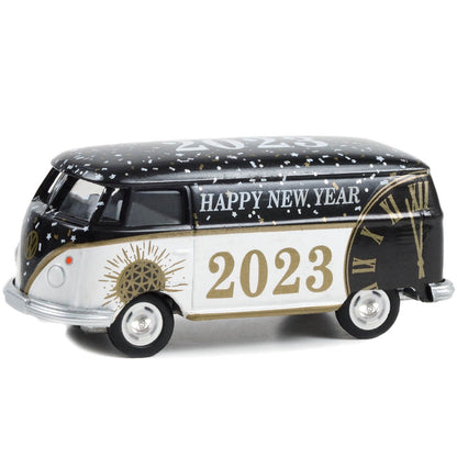Greenlight Volkswagen Type 2 Panel Van "Happy New Year 2023" Black and White - FranksFunkyStuff