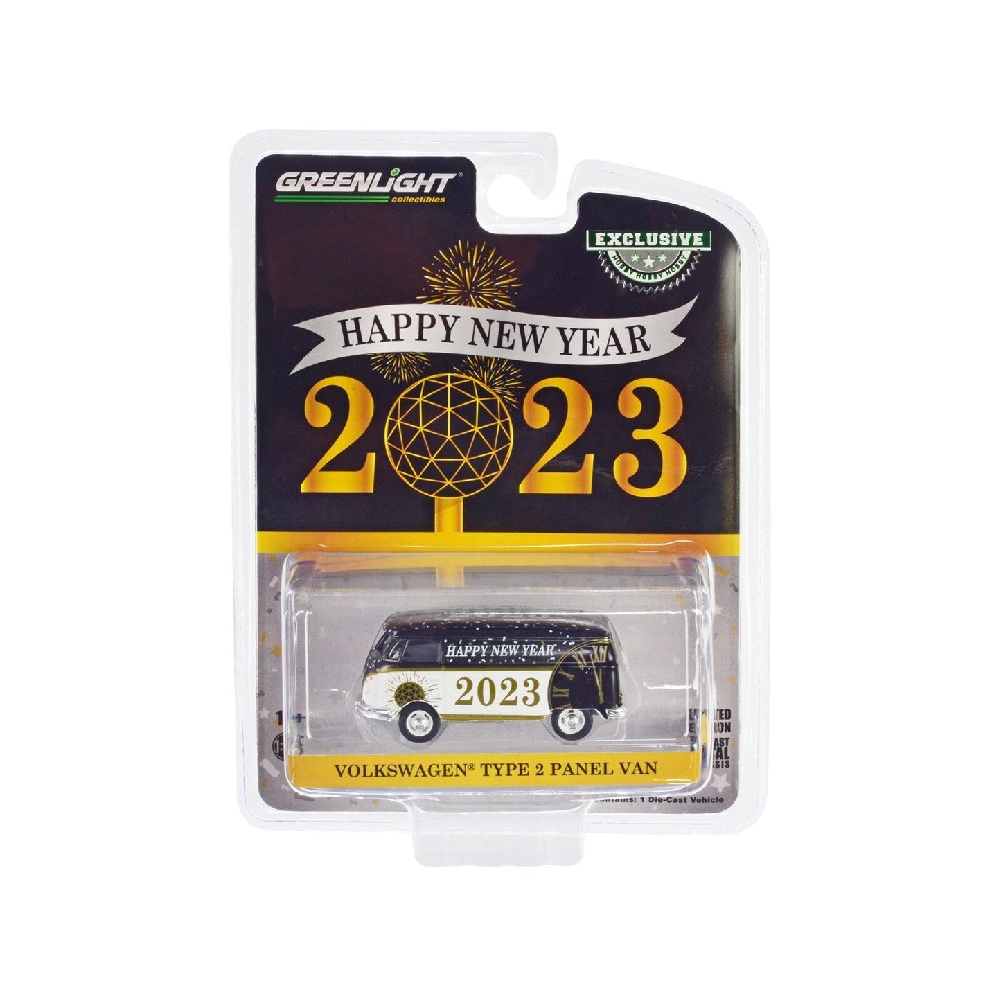 Greenlight Volkswagen Type 2 Panel Van "Happy New Year 2023" Black and White - FranksFunkyStuff