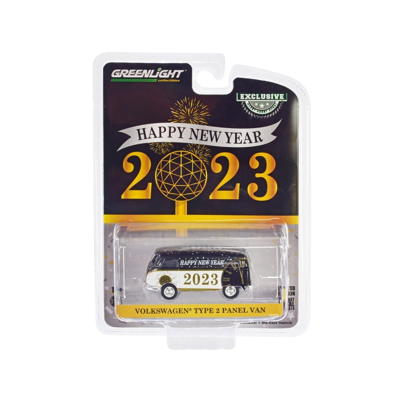 Greenlight Volkswagen Type 2 Panel Van "Happy New Year 2023" Black and White - FranksFunkyStuff