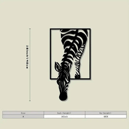 Large Zebra 16 x 9 Metal Silhouette Wall Art - Minimalist Black Animal Statue - FranksFunkyStuff