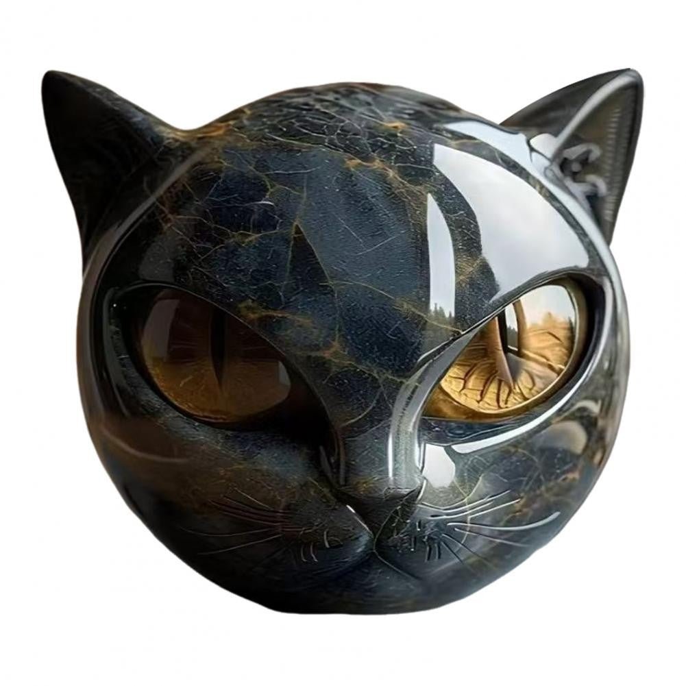 Luxury Black Cat SCULPTURE - Hand - Carved with Glowing Eyes - FranksFunkyStuff