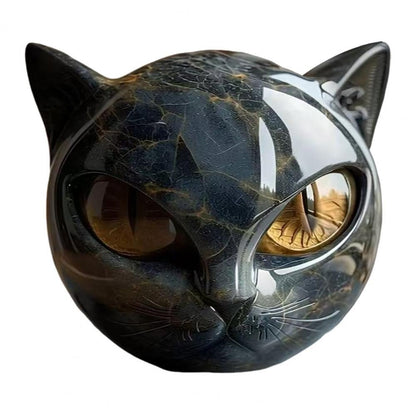 Luxury Black Cat SCULPTURE - Hand - Carved with Glowing Eyes - FranksFunkyStuff