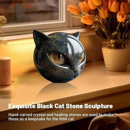 Luxury Black Cat SCULPTURE - Hand - Carved with Glowing Eyes - FranksFunkyStuff