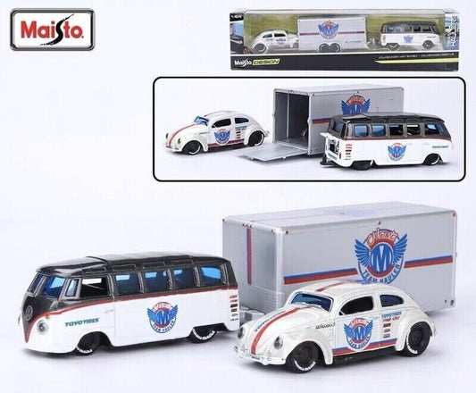 Maisto Design "Team Hauler" Volkswagen Van "Samba"/Volkswagen Beetle w/trailer - FranksFunkyStuff