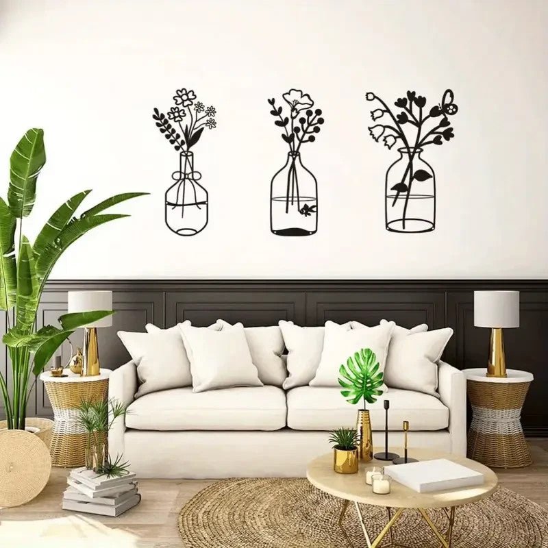Metal Flower Wall Hangings 3 Pieces 1 Price - FranksFunkyStuff