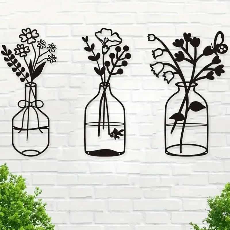 Metal Flower Wall Hangings 3 Pieces 1 Price - FranksFunkyStuff